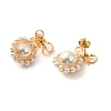 Shell Pearl with Brass Dangle Stud Earrings for Women EJEW-TA00574-4