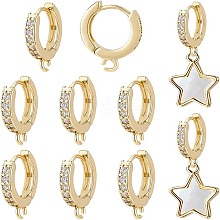 BENECREAT 10Pcs Brass Huggie Hoop Earring Findings KK-BC0008-83