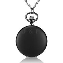 Flat Round Alloy Quartz Pocket Watches WACH-N039-04B-B