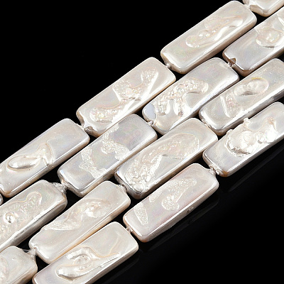 Plating Natural Freshwater Shell Beads Strands X-SHEL-N026-231-1