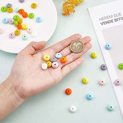 100Pcs 12MM Silicone Abacus Beads Silicone Beads Bulk Colorful Spacer Beads Silicone Bead Kit for Keychains Bracelets Necklaces DIY Crafts Making JX320A-1