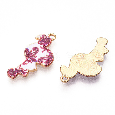 Printed Light Gold Tone Alloy Pendants ENAM-N056-210G-1