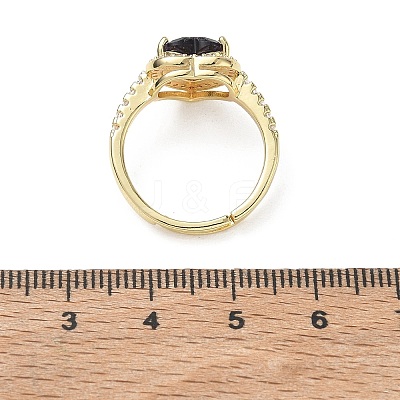 Brass & Purple Heart Cubic Zirconia Finger Rings for Women CU-CBA7E55-14G-1