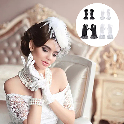 4 Pairs 4 Style Silk Gloves AJEW-GA0006-09-1