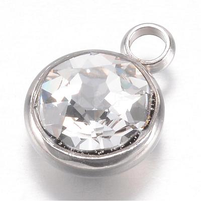 304 Stainless Steel Glass Rhinestone Charms STAS-G082-09-1