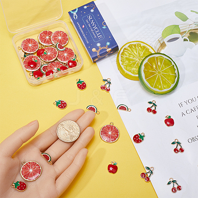 50Pcs 5 Styles Alloy Enamel Pendants ENAM-SC0005-65-1
