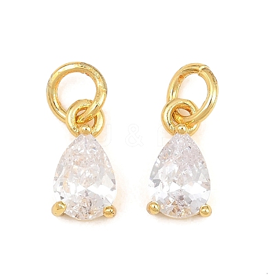 Brass Pave Cubic Zirconia Charms KK-K340-51G-09-1