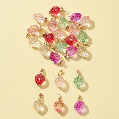 24Pcs 6 Style Transparent Spray Painted Glass Pendants GLAA-FS0001-33-1