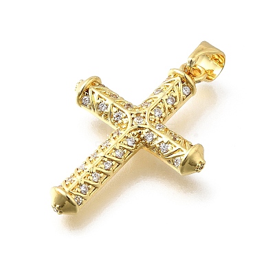 Brass Micro Pave Cubic Zirconia Pendants KK-Q066-39G-1