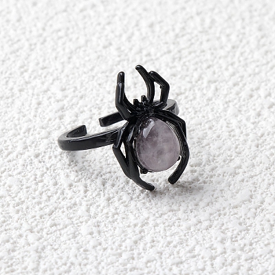 Natural Rose Quartz Spider Open Cuff Rings PW-WGC70E9-08-1