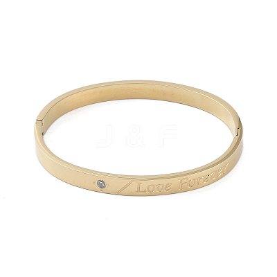 Ion Plating(IP) 304 Stainless Steel Micro Pave Clear Cubic Zirconia Hinged Bangles BJEW-P317-01G-1