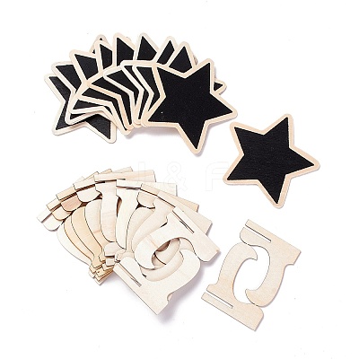 Star Wooden Mini Chalkboard Signs LS-AJEW-M035-08-1