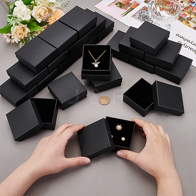Square Kraft Paper Necklace Earring Storage Gift Boxes CON-WH0095-88A-1