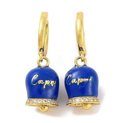 Bell Brass & Enamel Hoop Earrings for Women EJEW-U015-25G-D-1