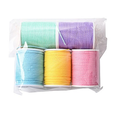 5 Rolls 5 Colors Round Waxed Polyester Cord YC-FS0001-02A-1