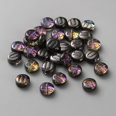 Transparent Electroplated UV Plating Glass Beads GLAA-TAC0024-12C-U-1