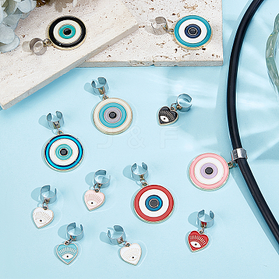 12Pcs Alloy Enamel Stethoscope Pendant Decorations HJEW-OC00147-1