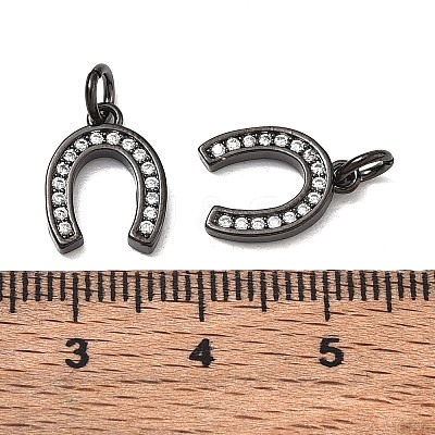 CZ Brass Micro Pave Cubic Zirconia Horse Shoe Charms ZIRC-L018-13B-1