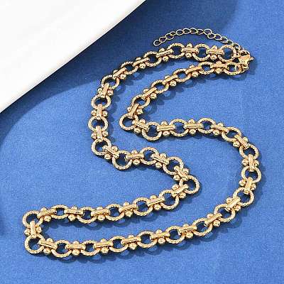 8MM 304 Stainless Steel Twisted Ring Link Chain Necklaces NJEW-Z105-04G-02-1