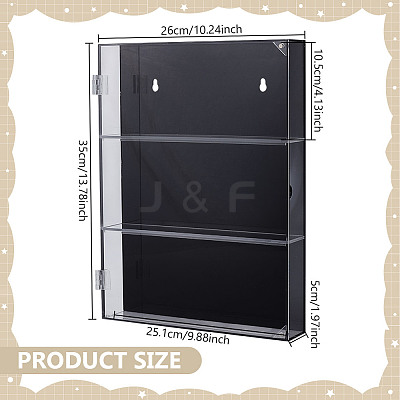 3-Tier Rectangle Wall Mounted Acrylic Baseball Card Display Cases with Magnetic Lid ODIS-WH0331-19B-1