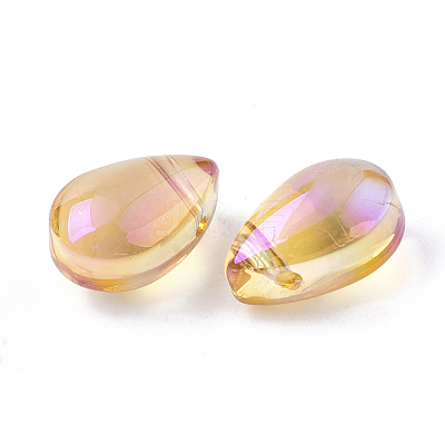 Electroplate Glass Charms EGLA-T014-04C-1
