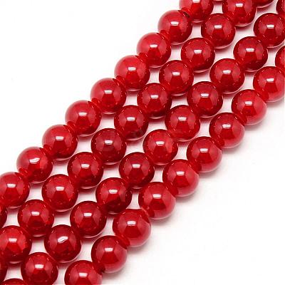 Baking Paint Crackle Glass Bead Strands DGLA-Q023-8mm-YS31-1