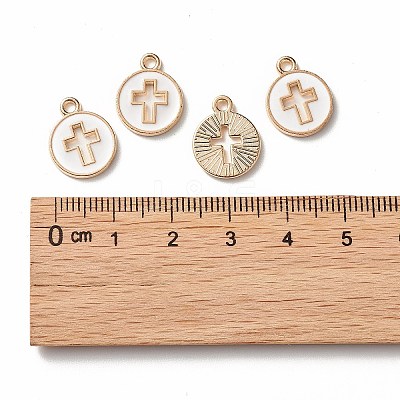 Light Gold Plated Alloy Enamel Pendants ENAM-R136-18-1