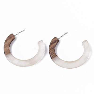 Resin & Walnut Wood Stud Earring Findings RESI-R425-01-A03-1