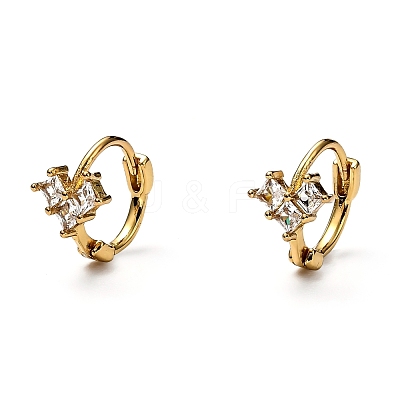 Brass Micro Pave Clear Cubic Zirconia Huggie Hoop Earrings EJEW-H121-20G-1