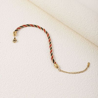 Twisted Nylon Cord Bracelets for Women BJEW-V007-01G-02-1