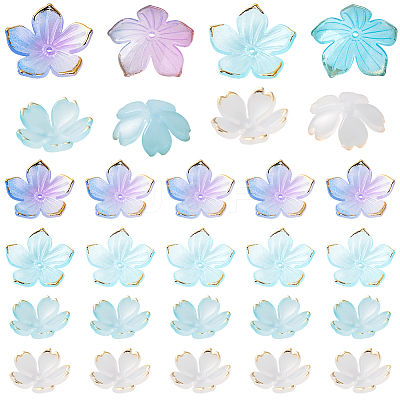 100Pcs 4 Styles Transparent Acrylic Bead Caps OACR-BM0001-09A-1