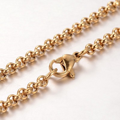 304 Stainless Steel Rolo Chain Necklaces NJEW-L136-07G-1