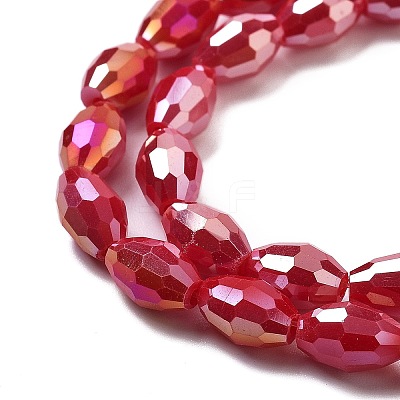 Electroplate Glass Beads Strands EGLA-A037-P6x8mm-B05-1