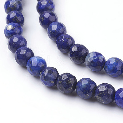 Natural Dyed Lapis Lazuli Beads Strands X-G-G059-6mm-1