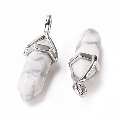 Natural Howlite Pointed Pendants G-K329-55P-1