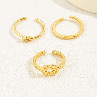 3Pcs 3 Styles Brass Knot Open Cuff Toe Rings for Daily GY1534-1
