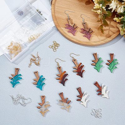 DIY Walnut Wooden Dangle Earring Making Kits DIY-OC0006-64-1