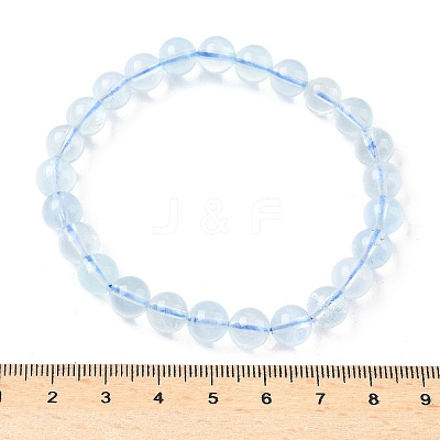 Natural Aquamarine Round Bead Stretch Bracelets for Men Women BJEW-U034-01C-03-1