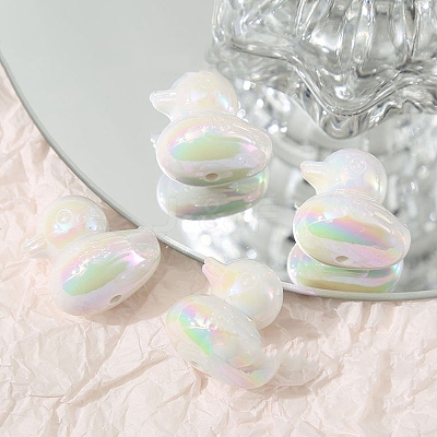 UV Plating Opaque Acrylic Beads OACR-WH0031-23F-1