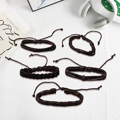 1Bag Mixed Styles Adjustable PU Leather Cord Braided Bracelets for Unisex BJEW-CL0001-47B-1