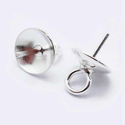 925 Sterling Silver Cup Pearl Bail Pin Pendants STER-F036-04S-4mm-1