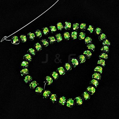 Glow in the Dark Luminous Style Handmade Silver Foil Glass Round Beads FOIL-I006-8mm-03-1