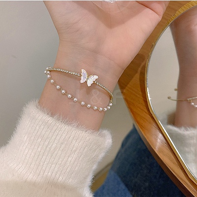 Alloy Pave Clear Cubic Zirconia 2-Strand Open Cuff Bangles for Women AL-CBA3C8B-14G-1