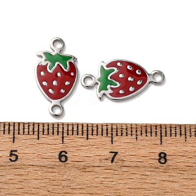 304 Stainless Steel Enamel Strawberry Connector Charms STAS-A121-02P-01-1