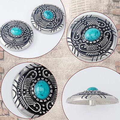 1-Hole Alloy & Cat eye Turquoise Decorative Rivets FIND-GF0004-53A-1