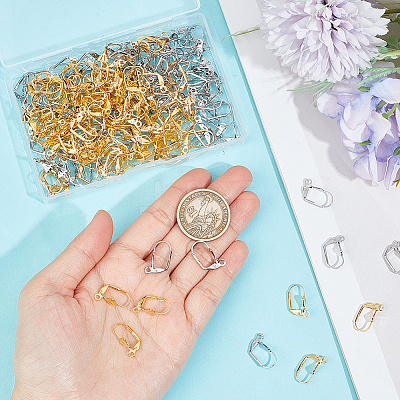 200Pcs 2 Colors Brass Leverback Earring Findings KK-SP0001-03-1