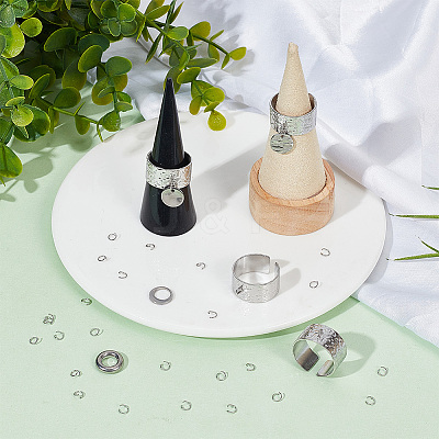 DIY Flat Round Charms Cuff Ring Making Kit DIY-DR0001-22P-1