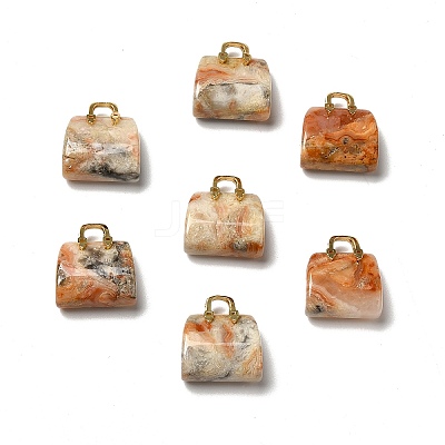 Natural Crazy Agate Brass Pendants KK-E274-01G-10-1