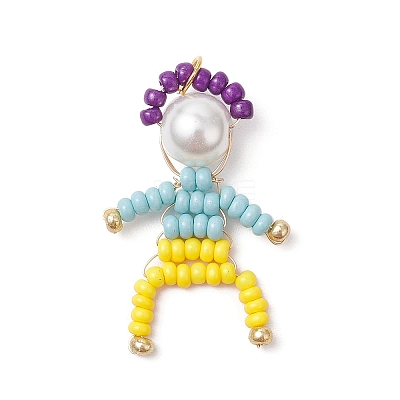 Glass Seed Bead with Glass Pearl Round Bead People Pendants PALLOY-MZ00643-1