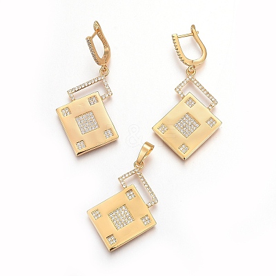 Brass Micro Pave Cubic Zirconia Jewelry Sets SJEW-F189-07G-1